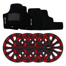 Jogo de calotas esportivas passat 13 red + tapete bordado gm classic