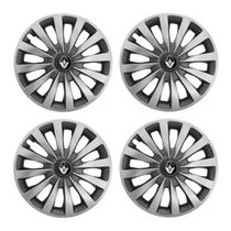 Jogo de calotas esportivas passat 13 sport silver + emblema renault
