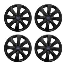 Jogo de calotas esportivas prime 13 black + emblema alumínio ford azul