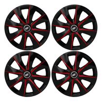 Jogo de calotas esportivas prime 13 black red Jogo de calotas esportivas prime 13 black red