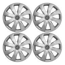 Jogo de calotas esportivas prime 13 silver + emblema vw/volkswagen