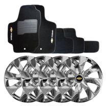 Jogo de calotas esportivas prime 14 chrome + tapete bordado prisma 06/12