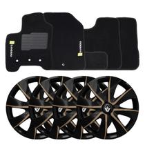 Jogo de calotas esportivas prime 14 gold + tapete bordado sandero