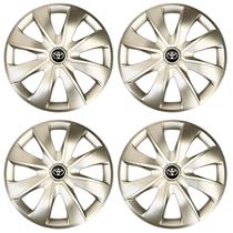 Jogo de calotas esportivas prime 14 silver + emblema toyota
