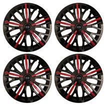 Jogo de calotas esportivas triton sport 14 black red + emblema resinado nissan Jogo de calotas esportivas triton sport 14 black red + emblema resinado nissan