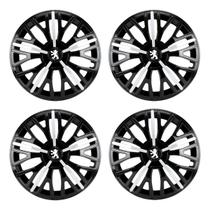 Jogo de calotas esportivas triton sport 14 black silver + emblema resinado peugeot Jogo de calotas esportivas triton sport 14 black silver + emblema resinado peugeot