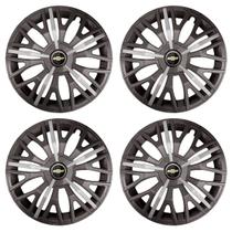 Jogo de calotas esportivas triton sport 14 graphite silver + emblema resinado gm chevrolet Jogo de calotas esportivas triton sport 14 graphite silver + emblema resinado gm chevrolet