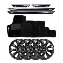 Jogo de calotas esportivas velox 13 black + soleiras resinadas + tapetes celta