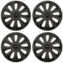 Jogo de calotas esportivas velox 13 fosc black + emblema alumínio gm preto