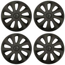 Jogo de calotas esportivas velox 13 fosc black + emblema alumínio volks 3d