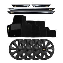 Jogo de calotas esportivas velox 13 fosc black + soleiras resinadas + tapetes celta