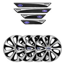 Jogo de calotas esportivas velox 13 silver black + soleiras resinadas ford fiesta Jogo de calotas esportivas velox 13 silver black + soleiras resinadas ford fiesta