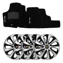 Jogo de calotas esportivas velox 13 silver black + tapete bordado gm classic Jogo de calotas esportivas velox 13 silver black + tapete bordado gm classic