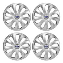Jogo de calotas esportivas velox 13 silver + emblema resinado ford