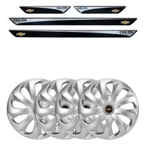 Jogo de calotas esportivas velox 13 silver + soleiras resinadas celta