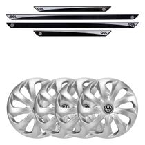 Jogo de calotas esportivas velox 13 silver + soleiras resinadas gol