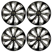 Jogo de calotas esportivas velox 14 black chrome + emblema alumínio gm preto