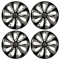 Jogo de calotas esportivas velox 14 black chrome + emblema alumínio volks 3d Jogo de calotas esportivas velox 14 black chrome + emblema alumínio volks 3d