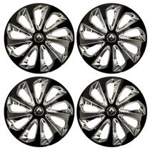 Jogo de calotas esportivas velox 14 black chrome + emblema resinado renault