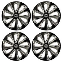 Jogo de calotas esportivas velox 14 black chrome + emblema resinado vw volkswagen