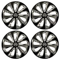Jogo de calotas esportivas velox 14 black chrome + emblemas resinados fiat preto Jogo de calotas esportivas velox 14 black chrome + emblemas resinados fiat preto