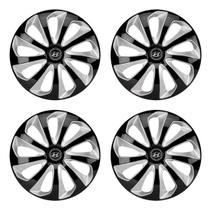 Jogo de calotas esportivas velox 14 black silver + emblema alumínio hyundai preto Jogo de calotas esportivas velox 14 black silver + emblema alumínio hyundai preto