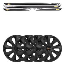 Jogo de calotas esportivas velox 14 fosc black + soleiras resinadas classic