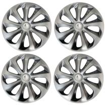 Jogo de calotas esportivas velox 14 silver graphite + emblema alumínio renault prata Jogo de calotas esportivas velox 14 silver graphite + emblema alumínio renault prata