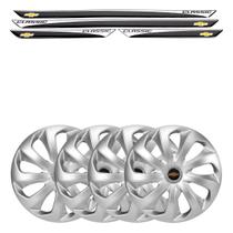 Jogo de calotas esportivas velox 14 silver + soleiras resinadas classic