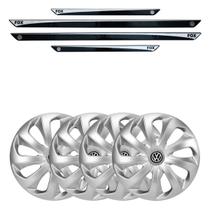 Jogo de calotas esportivas velox 14 silver + soleiras resinadas fox