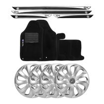 Jogo de calotas esportivas velox 14 silver + soleiras resinadas + tapetes gol g7