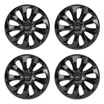 Jogo de calotas esportivas velox 15 black + emblema alumínio hyundai preto