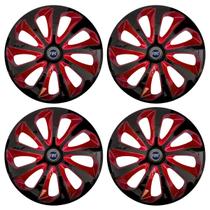 Jogo de calotas esportivas velox 15 black red + emblema resinado fiat azul Jogo de calotas esportivas velox 15 black red + emblema resinado fiat azul