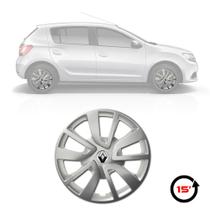 Jogo de Calotas Logan Sandero 2014 2015 2016 2017 Com Emblema Aro 15 - Grid