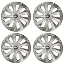 Jogo de Calotas Velox Aro 14 Silver + Emblema Resinado Gm Chevrolet