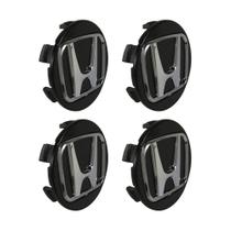 Jogo de Calotinha 55mm Esportiva KRMAI Honda WRV HRV Accord Preta Brilhante Emblema Cromado