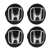 Jogo de Calotinha 69mm Centro de Roda Honda CRV HRV Accord Preta Emblema Cromado