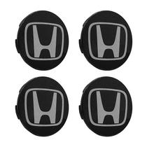 Jogo de Calotinha 69mm Centro de Roda Honda HRV CRV Accord Preta Brilhante Emblema Prata