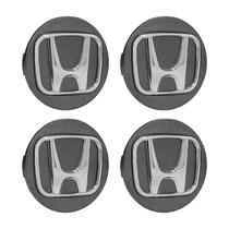 Jogo de Calotinha 69mm Centro de Roda Honda New Civic Grafite Emblema Cromado