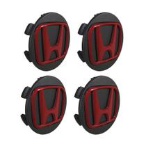 Jogo de Calotinhas 55mm KRMAI Honda City Fit Grafite Fosca Emblema Vermelho