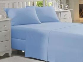 Jogo De Cama 100% ALGODÃO Com Lençol de Cima CASAL 4 Peças 180 Fios COR: AZUL