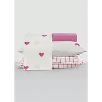 Jogo de Cama 150 Fios Rosa Queen 4 Peças Coração Xadrez Rosa Jogo de Cama 150 Fios Rosa Queen 4 Peças Coração Xadrez Rosa