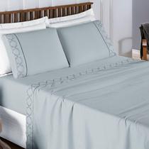 Jogo De Cama 300 Fios Bordado Queen Infinity 04 Peças - Cinza