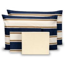 Jogo De Cama 4 Peças Super King Lençol 180 Fios c/ Elástico Percal Estampado