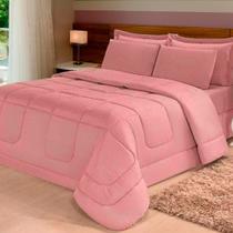 Jogo de Cama 6 Peças Dupla Face Casal Queen Rosê Casa Dona