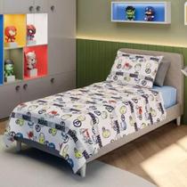 Jogo de Cama Algodao Solteiro Estampado Avengers Vingadores 1,40m x 2,10m 3 pecas Com Elastico