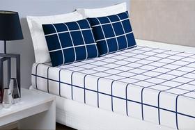 Jogo De Cama Austin Queen 200 Fios 3 Peças Grid 1,98m X 1,58m