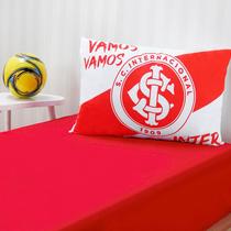 Jogo de Cama Bene Casa Solteiro Malha 100% Algodão Clube Internacional 2 Peças Vermelho