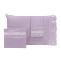 Jogo de cama bordado inglês queen - saturno lilás