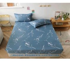 Jogo de Cama Box 3 peças Lençol Casal Micropercal Virol Geométrico Florido